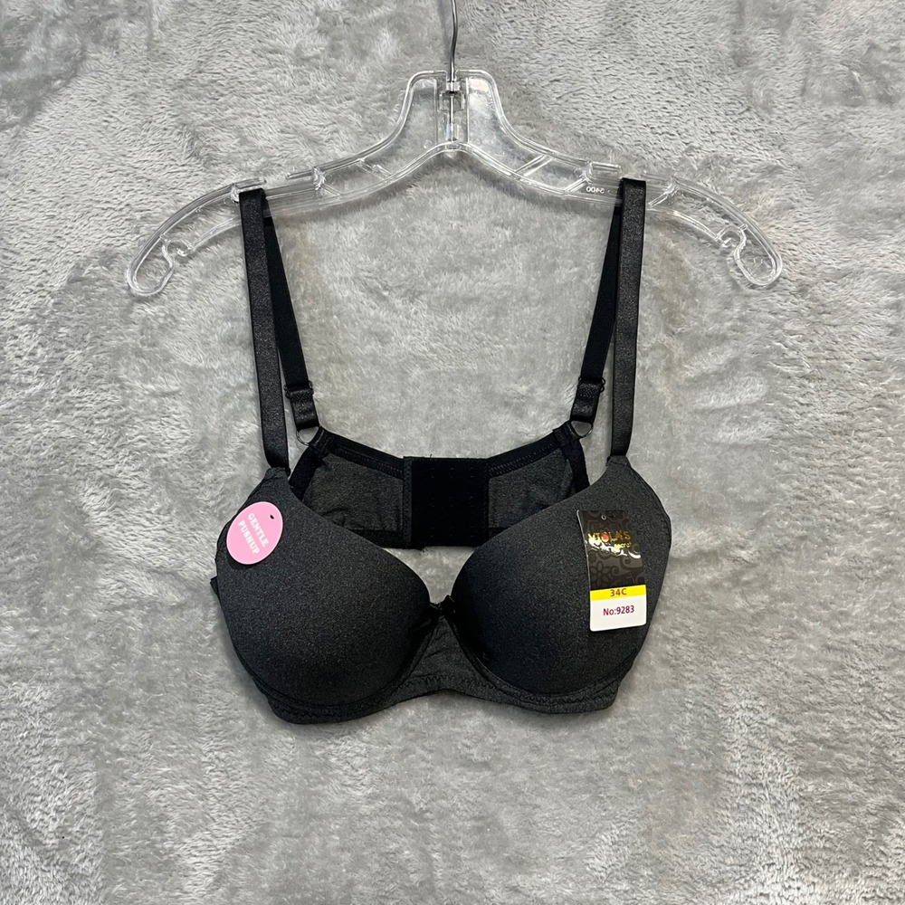 Viola's Secret Push Up Bra Women 34C Grey Underwire Padded Adjustable